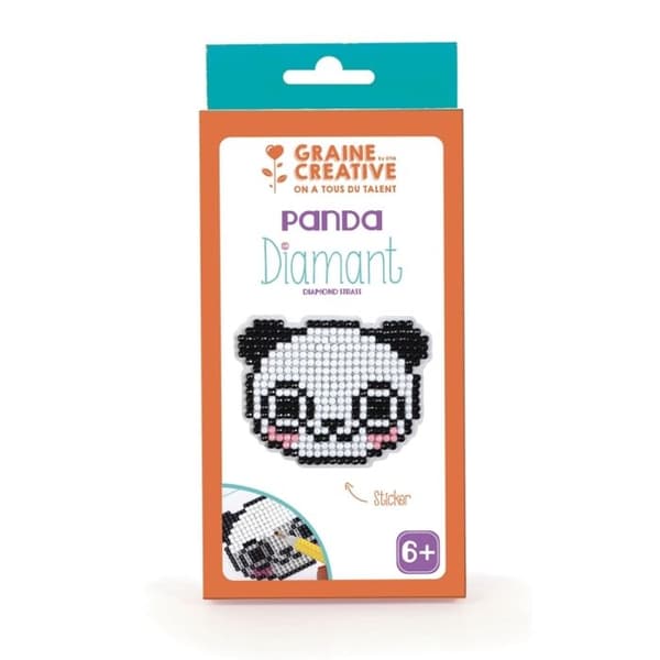 Panda Diamond Mosaic Kit - Creative Seed - Child - Rød - 6 år - Hvid Vit