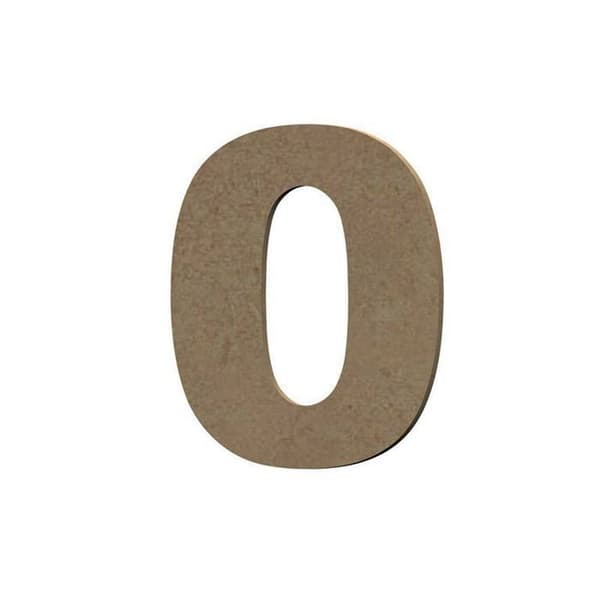 Tal 0 i MDF-træ til dekoration - 8 cm brun