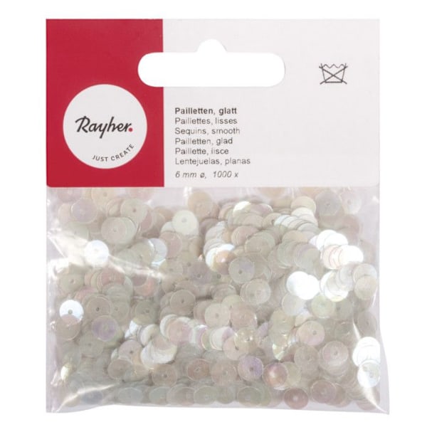 Paillettes, sileitä, 6mm ø, punainen, 1000 kappaletta