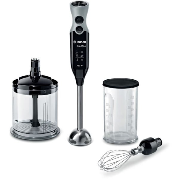 Mixeur Plongeant BOSCH ErgoMixx MSM67160 – Effekt på 750 W – Mini-hakker og piskeris inkluderet - Sort