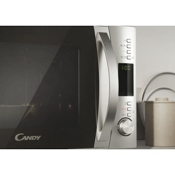 Candy Essenza CMXW30DS 900W 30L digital sølv mikroovn - afrimningsfunktion - 5 effektniveauer - 10 automatiske menuer Silvergrå