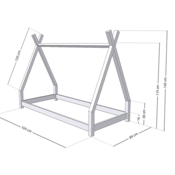Tipi barnsäng - GENERIC - NAKANA - Massivt trä - Grön - Lamellbotten - Med lådor Grön