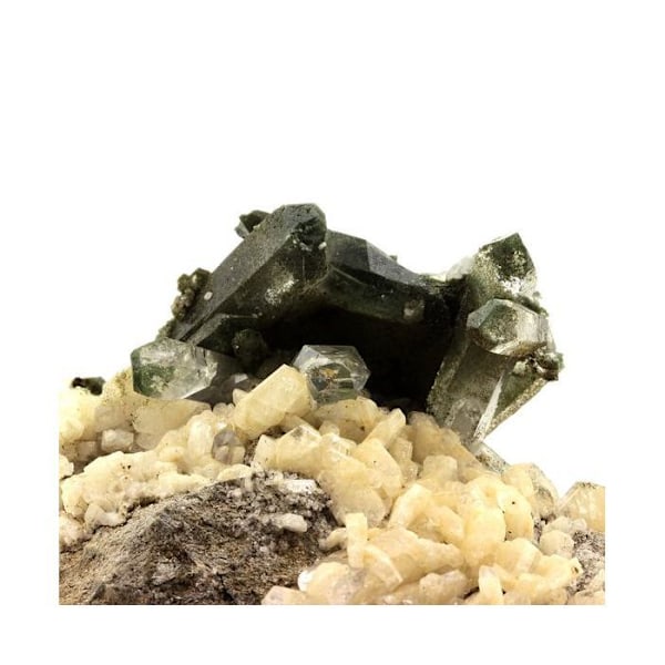 Sten og mineraler. Kvarts + Albit + Calcit. 1921,0 ct. Grandes Rousses, Isère, Frankrig..