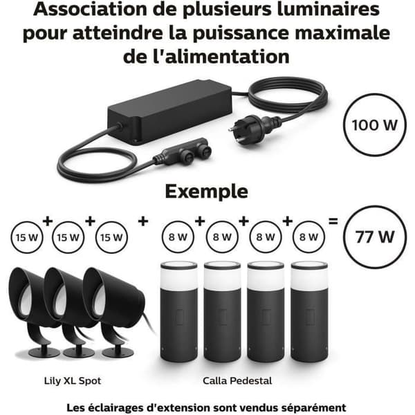 Strømledning 100W - Philips Hue Ude - Sort - Elektrisk Svart