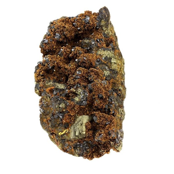 Sten og mineraler. Sphalerit + Siderit + Pyrit. 5989,0 øre. Trep?a Mine, Mitrovica, Kosovo.