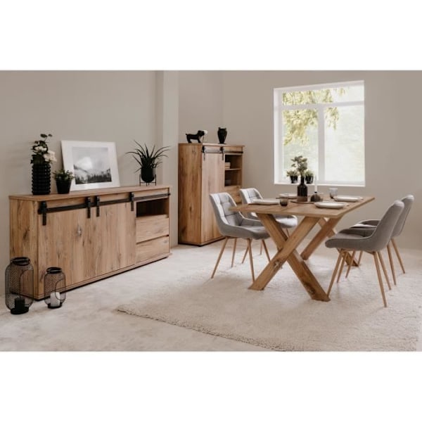MANZANO enkelmatbord - Rektangulärt - Flagstaff Ekdekor - 8 personer - L160 x H75 x D90 cm Flagstaff ek