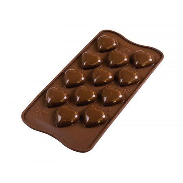 Chokoladeform - SILIKOMART - My Love - 100% fødevaregodkendt silicium - 12 hulrum - 3D effekt Brun