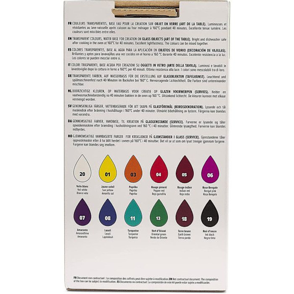 Maleræske - PEBEO - Vitrea 160 - 12 glas à 20 ml - Maleri på glas - Let DIY