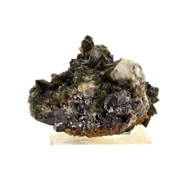 Sten og mineraler. Cubanite + Prase Quartz. 1292,0 øre. Trepca, Kosovo.