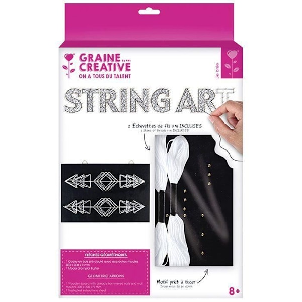 String Art box - Blackboard Arrows deco trådad konst 30 x 22 cm Svart