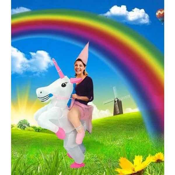 Unicorn oppusteligt bilkostume - NO NAME - Dyr - Polyester - Str. M/L Flerfärgad