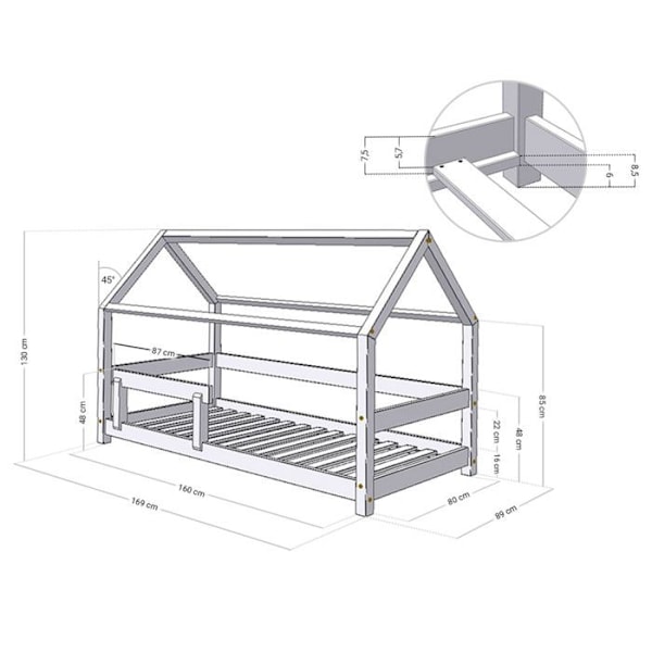 TERY barnhyttsäng 80 x 160 bensingrön Grön