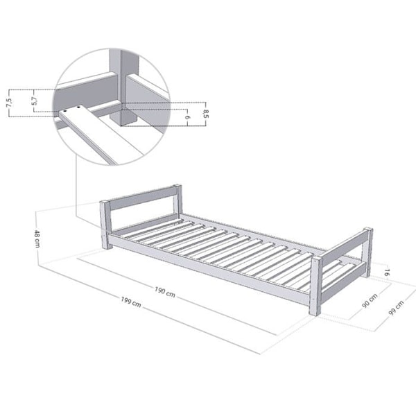 Lasten sänky KIDDY 90 x 190 tummansininen Blå