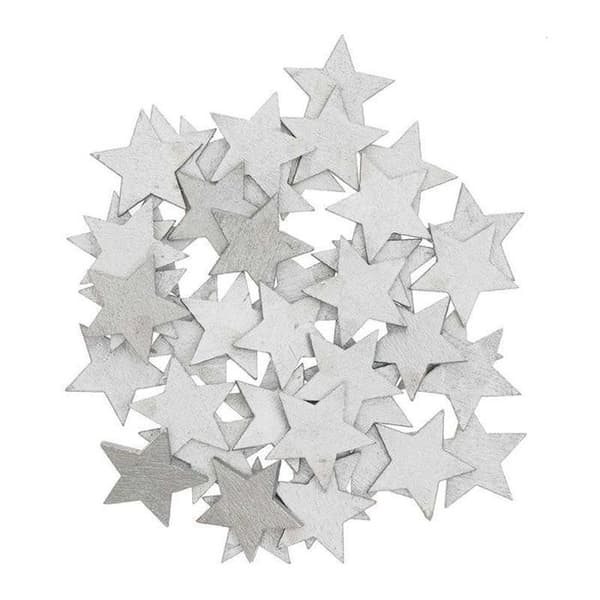 Stjärnkonfetti i silver i trä Silver