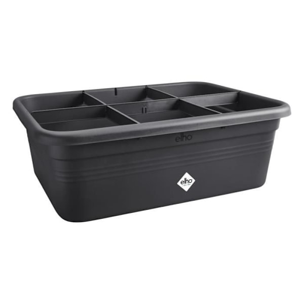 Elho Green Basics Jardin De Culture L blomsterkasse - Sort - L 76 x B 57 x H 27 cm - dyrkning og høst udendørs - 100% genbrug Svart