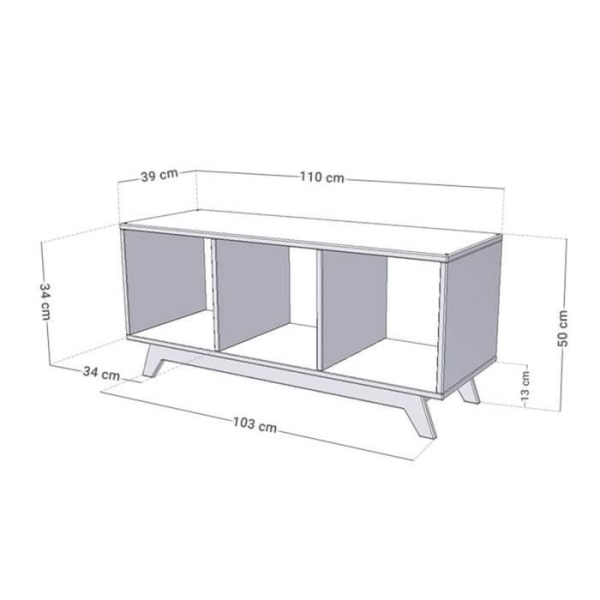 Förvaringsenhet - GENERIQUE - NABOSKY - Grå - 3 hyllplan - Björkträ Grå