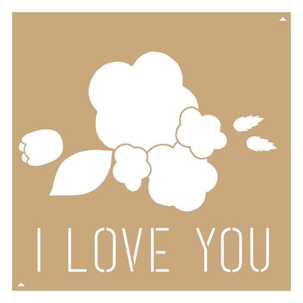2 Kraft-stensiiliä I love you 20 x 20 cm kastanj