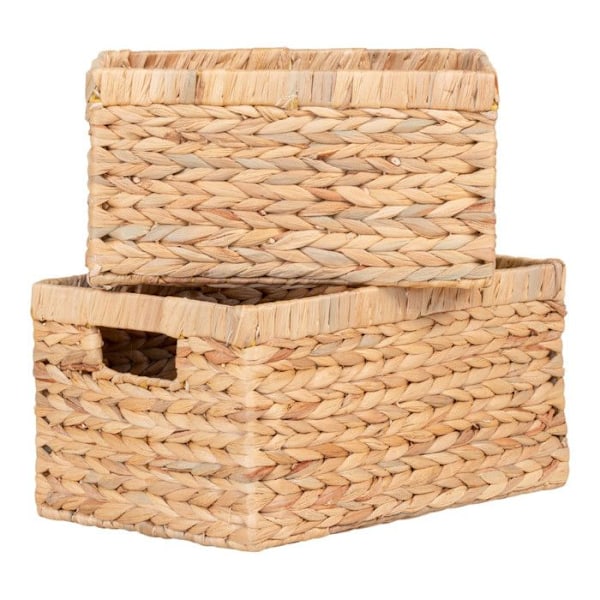 2 rektangulära vattenhyacintkorgar Beige