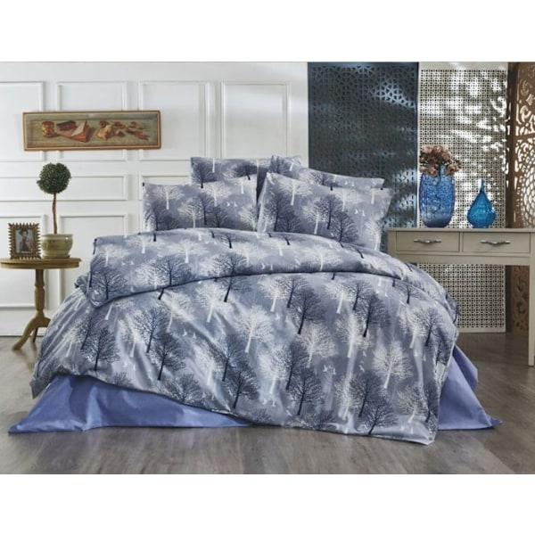 Sängkläder - TREE BLEU - 220x240 cm - 80% Bomull - 20% Polyester - 2 örngott Blå