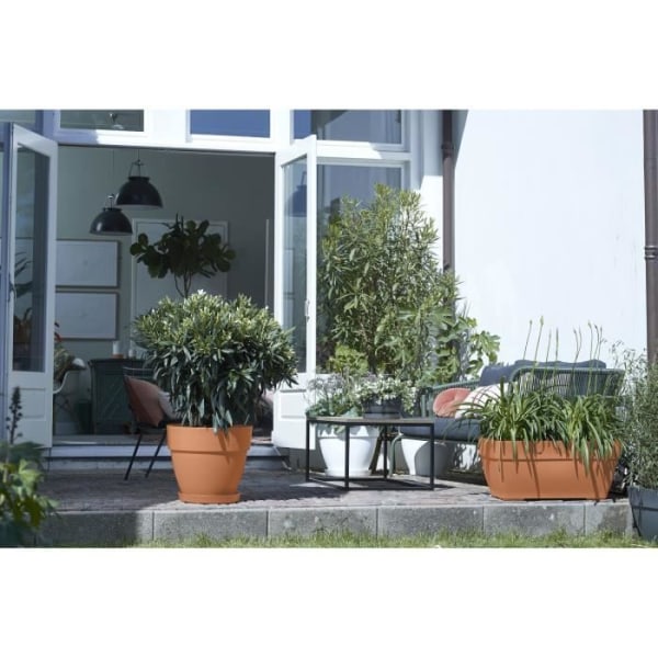 Elho Vibia Campana Terrasse 80 kukkalaatikko - ruskea - P 77 x S 35 x K 33 cm - ulkokäyttöön - 100% kierrätetty Terrakotta