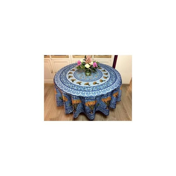 Rund Dug - Provençalsk - Hvedebuket - 100% Polyester - Vaskbar - Anti-Flekker Gul