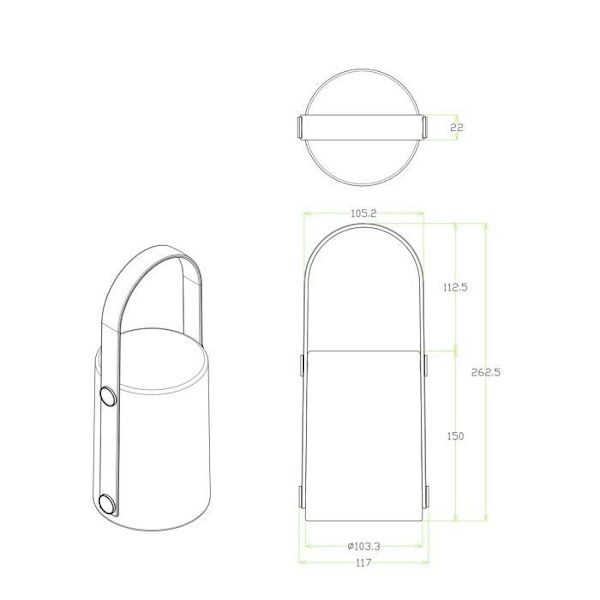 USB uppladdningsbar bärbar lykta - GALIX - Bambu/plast - 4 WRGB lysdioder - 1500mAh - Vit