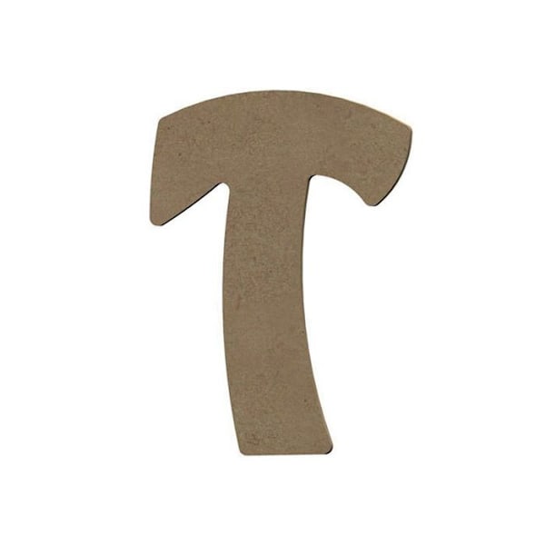Iso kirjain T MDF-puusta koristeluun - 8 cm kastanj