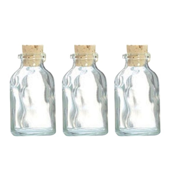 3 mini glasflaskor 6 cm med kork Transparent
