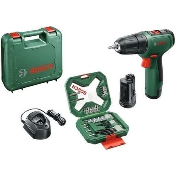 Boremaskine - Bosch - EasyDrill 1200 - 2 batterier - Oplader inkluderet - Kuffert med bits