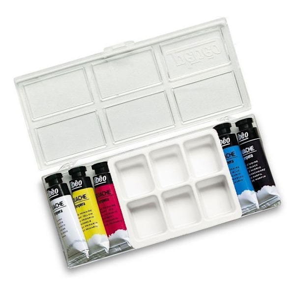 2 æsker med 5 rør gouachemaling + palet - 5 x 10 ml Flerfärgad