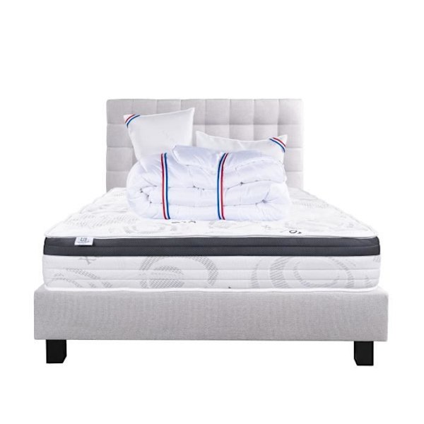 Sleeplux patjasarja, 26 cm käännettävä kiinteä memory foam + harmaa pohja ep20cm + 2 tyynyä + peitto + TDL Grå