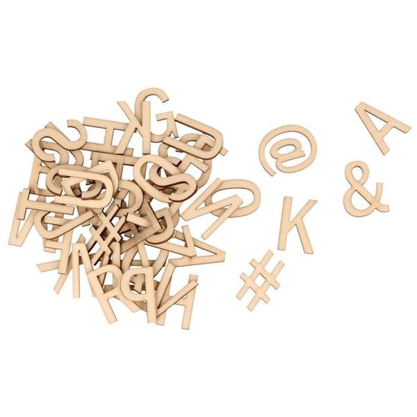 Træ alfabet og symboler beige