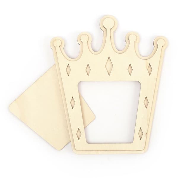 Billederamme krone i træ 21,5 x 18 cm beige