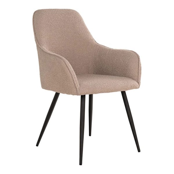 2 spisestuestole i beige loopet polyester med sorte ben Beige