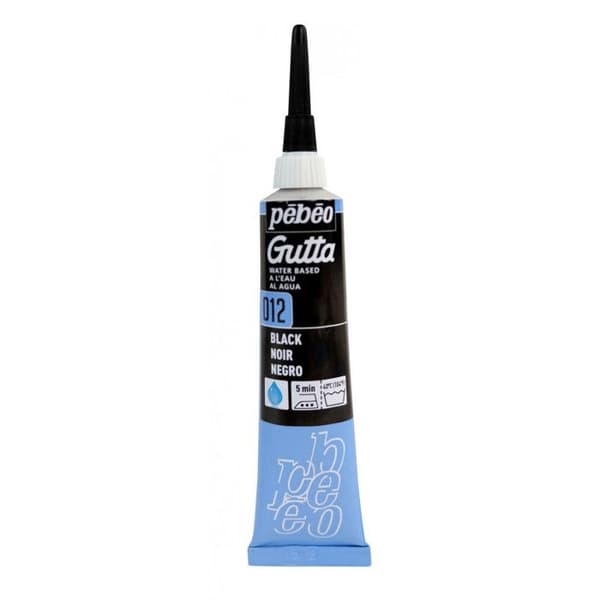 Stofmaling - Pebeo - Gutta - 20ml - Sort - Vandbaseret Sort