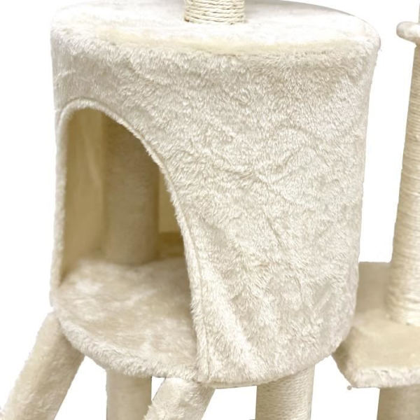JIPSY Beige kissapuu 79 x 34 x 138 cm - 3 alustaa, 1 ahven, 1 kenneli, 1 portaikko, raapimistolpat Beige