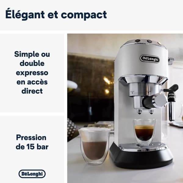 Manuell espressomaskin - De'Longhi - Dedica stil - EC685.W - Vit Vit