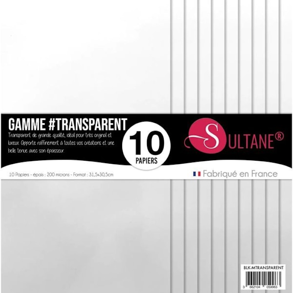10 transparente embossede papirer - 200g/m2, H: 30,5 cm Transparent