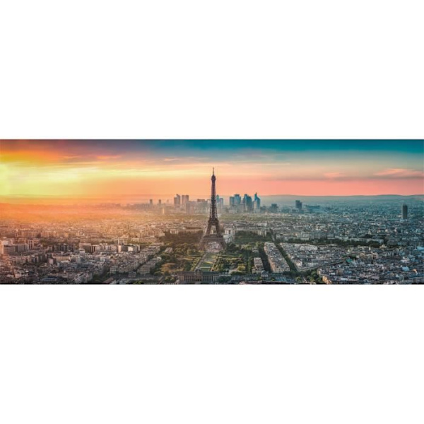 Clementoni - 1000p Panorama Paris - 98 x 33 cm - Med plakat Brun, blå