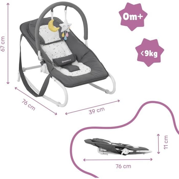 Badabulle Easy Moonlight babyvakt - Lekbåge Grå