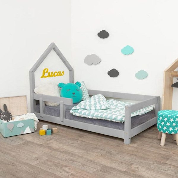 Lasten sänky POPPI 80 x 160 vaaleanharmaa 2 Grå