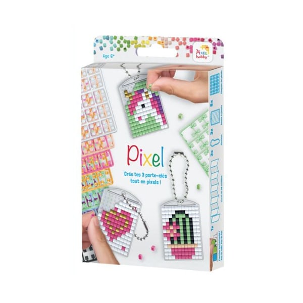 Kreativ sæt - PRACHT CREATIVES HOBBY - PIXEL - 3 Nøgleringe - 38 Modeller - Fra 8 år Flerfärgad
