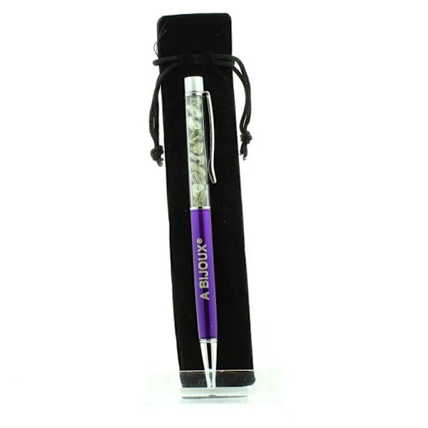 Sten og mineraler. Grøn Rutil Quartz mineral pen fra Brasilien. Lilla farve. Lila