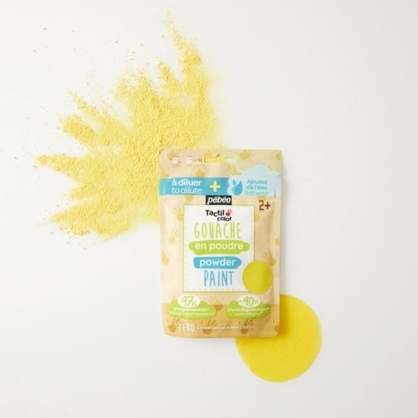 Sachet Gouache i pulver 100g Gul - PEBEO - Tactilcolor - Vandopløselig - Til børn fra 2 år Gul