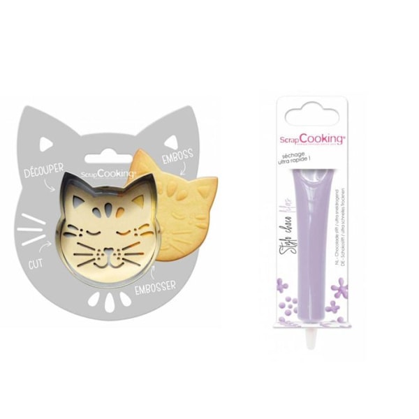 Cat Relief Cookie Kit + Lilac Chocolate Pen Grå