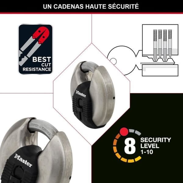 Sæt med 2 skivehængelåse - MASTER LOCK - M40EURT - Rustfrit stål - 70 mm Argent