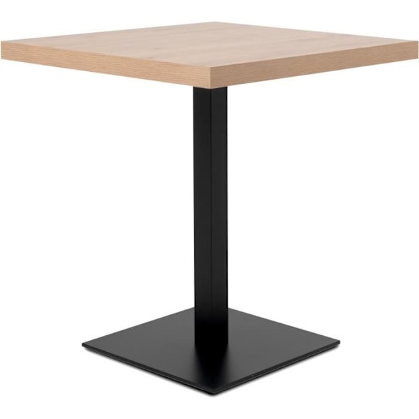 QUADRATO enkelt spisebord - 4 personer - Eg og sort melamin - L70 x H75 x D70 cm Artisan Ek / Svart