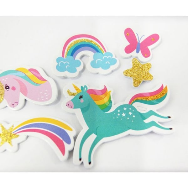30 Stickers - EVA Foam - Enhörningar - Glitter Flerfärgad