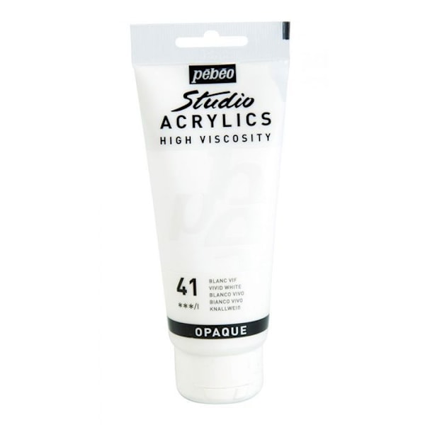 Akryylimaali - Pébéo - Studio-akryylit - Kirkas valkoinen - 100 ml - Satiini Kritvit