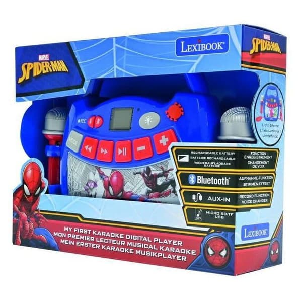 Bluetooth-kaiutin Spider-Man - LEXIBOOK - Valoefektit, mikrofonit, karaokefunktio ja tallennus Blå